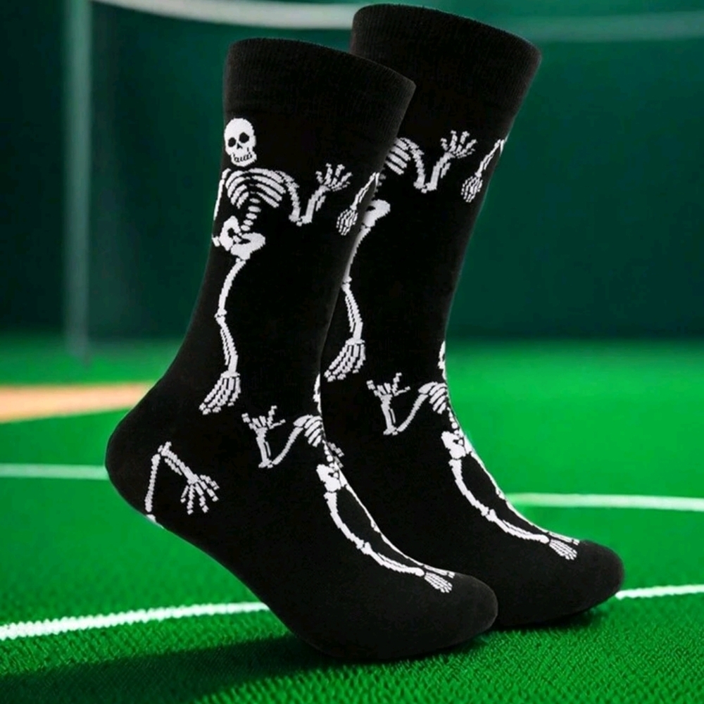 Skeleton Print Black Socks